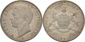 Württemberg
Wilhelm I. 1816-1864 Doppelgulden 1847, Stuttgart AKS 76 Jaeger 72 Kahnt 589 Davenport 957 Klein/Raff 91.1 Sehr schön-vorzüglich