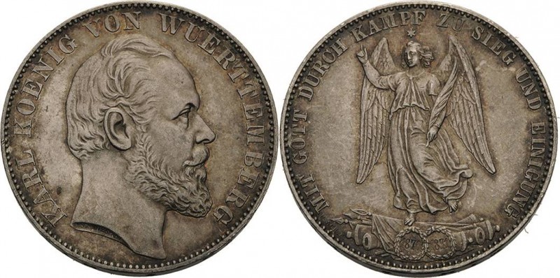 Württemberg
Karl 1864-1891 Taler 1871, Stuttgart Sieg AKS 132 Jaeger 86 Kahnt 5...