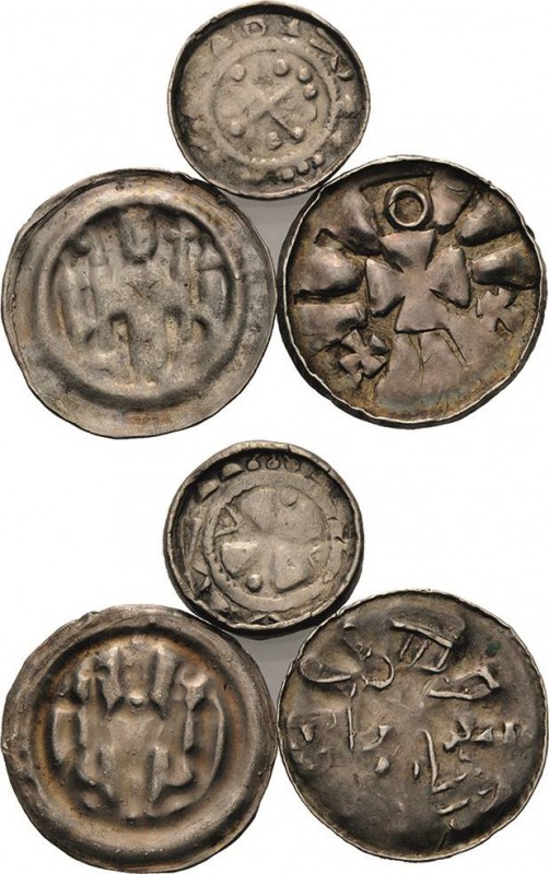 Mittelalter
Lot-3 Stück Interessantes Lot mittelalterlicher Silberünzen aus Mag...