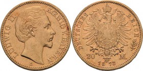 Bayern
Ludwig II. 1864-1886 20 Mark 1873 D Jaeger 194 Sehr schön+