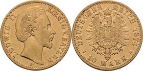 Bayern
Ludwig II. 1864-1886 10 Mark 1874 D Jaeger 196 Sehr schön