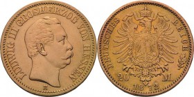 Hessen
Ludwig III. 1848-1877 20 Mark 1872 H Jaeger 214 Felder bearbeitet, sehr schön+