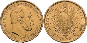 Preußen
Wilhelm I. 1861-1888 20 Mark 1872 A Jaeger 243 Vorzüglich/vorzüglich-Stempelglanz