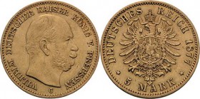 Preußen
Wilhelm I. 1861-1888 5 Mark 1877 C Jaeger 244 Sehr schön