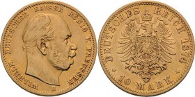 Preußen
Wilhelm I. 1861-1888 10 Mark 1874 B Jaeger 245 Sehr schön/sehr schön+