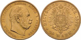 Preußen
Wilhelm I. 1861-1888 10 Mark 1877 A Jaeger 245 Kl. Kratzer, fast vorzüglich