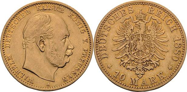 Preußen
Wilhelm I. 1861-1888 10 Mark 1880 A Jaeger 245 Sehr schön