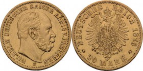 Preußen
Wilhelm I. 1861-1888 20 Mark 1875 B Jaeger 246 Sehr schön+