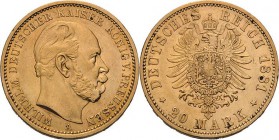 Preußen
Wilhelm I. 1861-1888 20 Mark 1881 A Jaeger 246 Sehr schön-vorzüglich