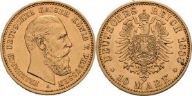 Preußen
Friedrich III. 1888 10 Mark 1888 A Jaeger 247 Kl. Kratzer, sehr schön-vorzüglich