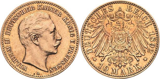 Preußen
Wilhelm II. 1888-1918 10 Mark 1892 A Jaeger 251 Seltener Jahrgang. Leic...