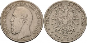 Baden
Friedrich I. 1856-1907 2 Mark 1888 G Jaeger 26 Fast sehr schön