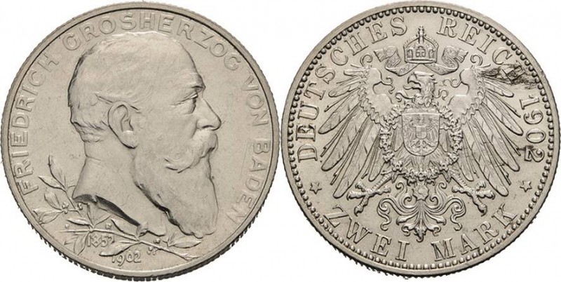 Baden
Friedrich I. 1856-1907 2 Mark 1902 (G) Regierungsjubiläum Jaeger 30 Kl. R...