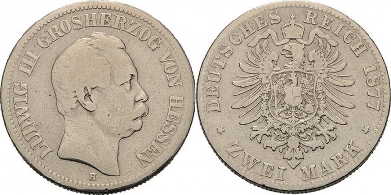 Hessen
Ludwig III. 1848-1877 2 Mark 1877 H Jaeger 66 Schön-sehr schön