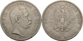 Hessen
Ludwig III. 1848-1877 5 Mark 1876 H Jaeger 67 Kratzer, fast sehr schön