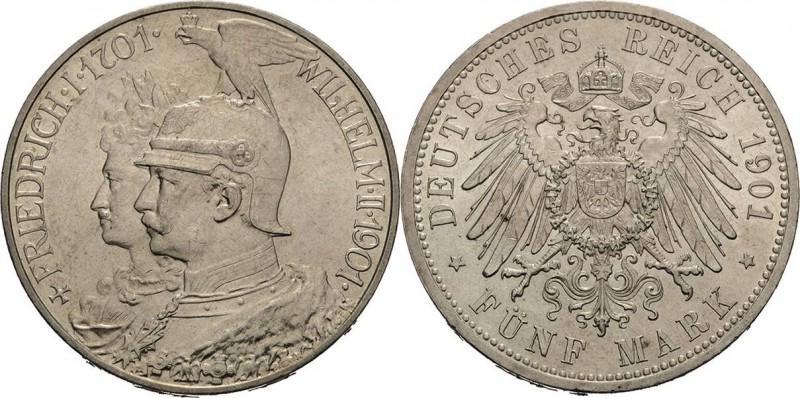 Preußen
Wilhelm II. 1888-1918 5 Mark 1901 A 200 Jahre Königreich Jaeger 106 Fas...