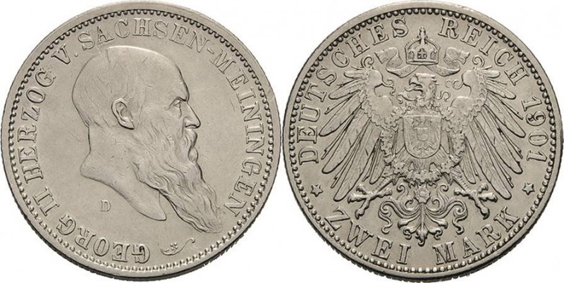 Sachsen-Meiningen
Georg II. 1866-1914 2 Mark 1901 D 75. Geburtstag Jaeger 149 K...