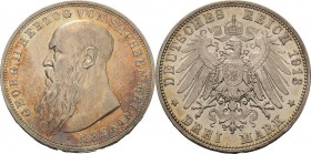Sachsen-Meiningen
Georg II. 1866-1914 3 Mark 1913 D Jaeger 152 Sehr schön-vorzüglich