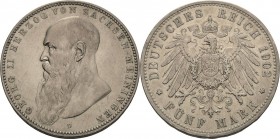 Sachsen-Meiningen
Georg II. 1866-1914 5 Mark 1902 D Langer Bart Jaeger 153 a Sehr schön+