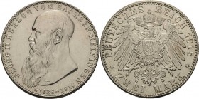 Sachsen-Meiningen
Georg II. 1866-1914 2 Mark 1915 (D) Auf seinen Tod Jaeger 154 Fast vorzüglich/vorzüglich-Stempelglanz