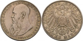 Sachsen-Meiningen
Georg II. 1866-1914 2 Mark 1915 (D) Auf seinen Tod Jaeger 154 Fast vorzüglich/vorzüglich