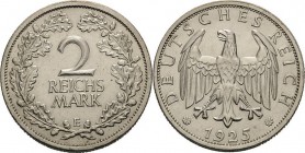 Kleinmünzen
 2 Reichsmark 1925 E Jaeger 320 Kl. Kratzer, vorzüglich+