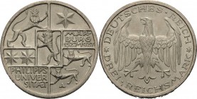 Gedenkausgaben
 3 Reichsmark 1927 A Marburg Jaeger 330 Prägefrisch