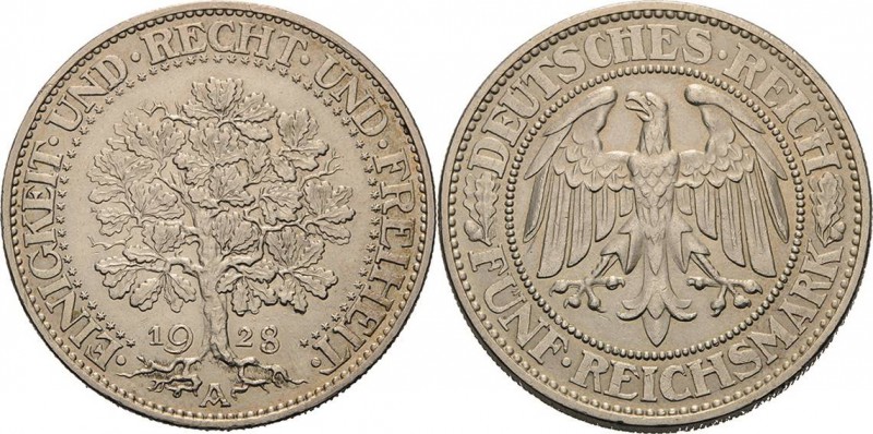 Gedenkausgaben
 5 Reichsmark 1928 A Eichbaum Jaeger 331 Sehr schön-vorzüglich