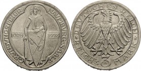 Gedenkausgaben
 3 Reichsmark 1928 A Naumburg Jaeger 333 Kl. Randfehler, fast prägefrisch