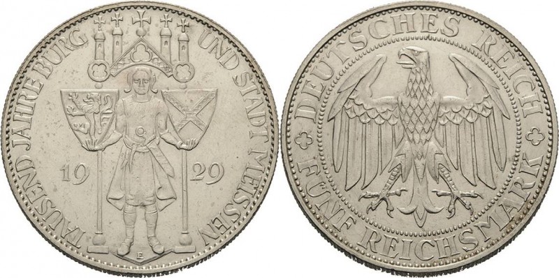Gedenkausgaben
 5 Reichsmark 1929 E Meißen Jaeger 339 Leicht berieben, fast vor...