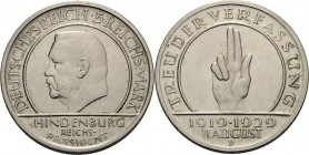 Gedenkausgaben
 5 Reichsmark 1929 D Verfassung Jaeger 341 Sehr schön-vorzüglich