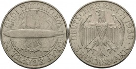 Gedenkausgaben
 3 Reichsmark 1930 D Zeppelin Jaeger 342 Vorzüglich-Stempelglanz