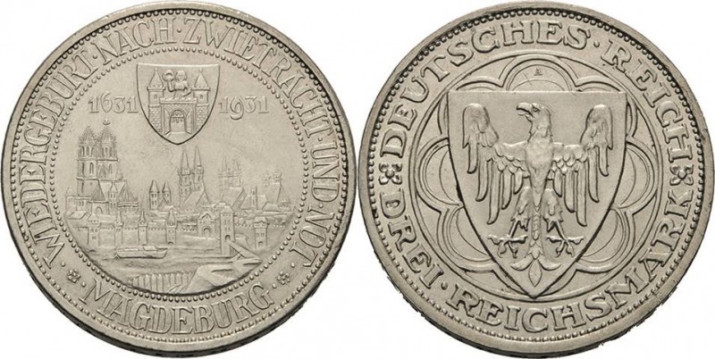 Gedenkausgaben
 3 Reichsmark 1931 A Magdeburg Jaeger 347 Fast vorzüglich/vorzüg...