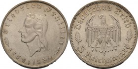 Gedenkausgaben
 5 Reichsmark 1933 F Schiller Jaeger 359 Avers kl. Kratzer, vorzüglich-Stempelglanz