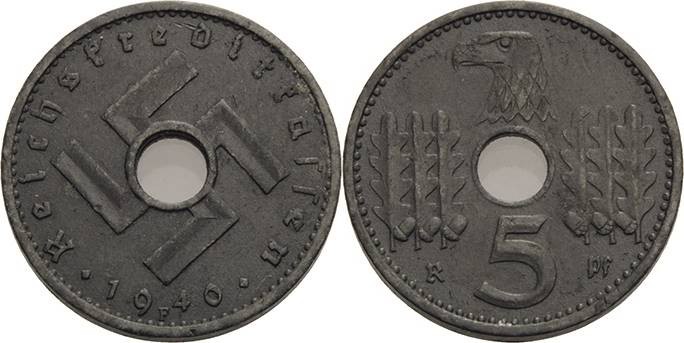 Münzen der Reichskreditkassen
 5 Reichspfennig 1940 F Jaeger 618 Fast vorzüglic...