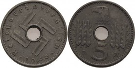 Münzen der Reichskreditkassen
 5 Reichspfennig 1940 F Jaeger 618 Sehr selten. Kl. Flecke, fast vorzüglich