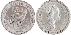 Ausländische Goldmünzen und -medaillen

Australien

Elisabeth II., 1952-2022

50 Dollars PLATIN 1993, Koala. 1/2 Unze fein. Stempelglanz, in Kap...