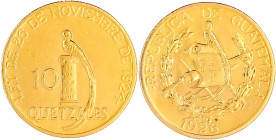 Ausländische Goldmünzen und -medaillen

Guatemala

Republik

10 Quetzales 1926. 16,71 g. 900/1000. vorzüglich, Henkelspur. Krause/Mishler 245....