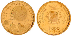 Ausländische Goldmünzen und -medaillen

Guinea

Republik, seit 1962

2000 Francs 1969, Mondlandung. 8,00 g. 900/1000. Polierte Platte. Krause/Mi...