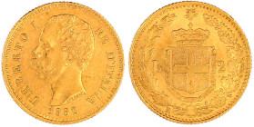 Ausländische Goldmünzen und -medaillen

Italien- Königreich

Umberto I., 1878-1900

20 Lire 1882 R. 6,45 g. 900/1000. vorzüglich/Stempelglanz. K...