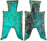 CHINA und Südostasien

China

Chou-Dynastie 1122-255 v. Chr.

Bronze-Spatengeld mit flachem Griff ca. 350/250 v.Chr. "pointed foot". Xie Shan. s...