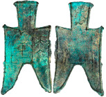 CHINA und Südostasien

China

Chou-Dynastie 1122-255 v. Chr.

Bronze-Spatengeld mit flachem Griff ca. 350/250 v.Chr. "pointed foot". Da Yin (?)....