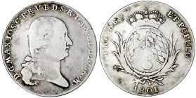 Altdeutsche Münzen und Medaillen

Bayern

Maximilian IV. (I.) Joseph, 1799-1806-1825

Konventionstaler 1801. fast sehr schön, kl. Kratzer. Thun ...