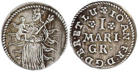 Altdeutsche Münzen und Medaillen

Braunschweig-Calenberg-Hannover

Johann Friedrich, 1665-1679

I Mariengroschen o.J. Zellerfeld. Madonna mit Ki...