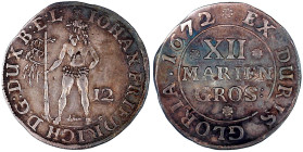 Altdeutsche Münzen und Medaillen

Braunschweig-Calenberg-Hannover

Johann Friedrich, 1665-1679

12 Mariengroschen 1672, Zellerfeld. Wilder Mann....