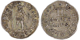 Altdeutsche Münzen und Medaillen

Braunschweig-Calenberg-Hannover

Johann Friedrich, 1665-1679

II Mariengroschen 1675, Zellerfeld. Wilder Mann....