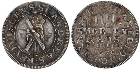Altdeutsche Münzen und Medaillen

Braunschweig-Calenberg-Hannover

Johann Friedrich, 1665-1679

Ausbeute IIII Mariengroschen Feinsilber 1679, Cl...