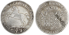 Altdeutsche Münzen und Medaillen

Braunschweig-Calenberg-Hannover

Ernst August, 1679-1698

2/3 Taler 1690 *-*, Hannover. Wappen/springendes Ros...