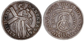 Altdeutsche Münzen und Medaillen

Braunschweig-Calenberg-Hannover

Ernst August, 1679-1698

1/3 Ausbeutetaler Feinsilber 1694 HB (Heinrich Bonho...