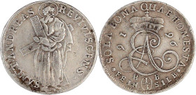 Altdeutsche Münzen und Medaillen

Braunschweig-Calenberg-Hannover

Ernst August, 1679-1698

1/3 Ausbeutetaler Feinsilber 1696 HB (Heinrich Bonho...